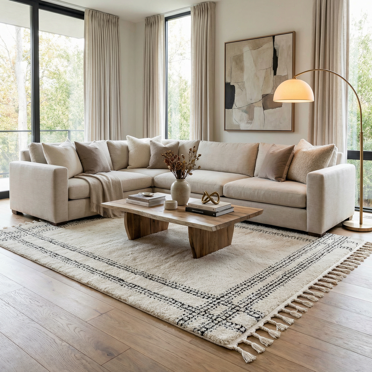 Ryuu Black & White Area Rug - Clearance