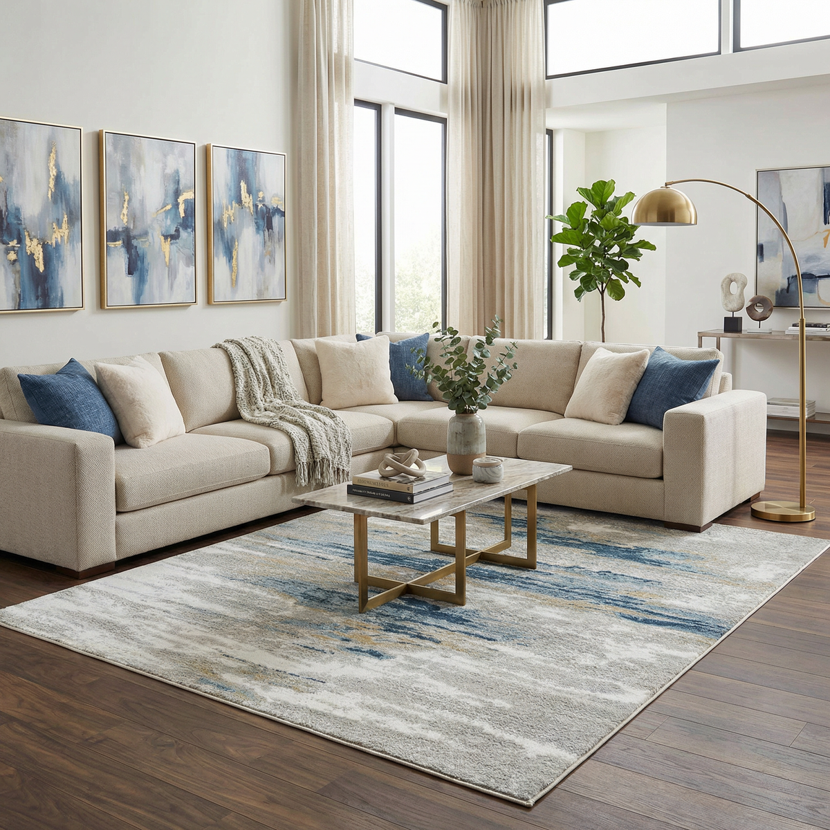 Live Marble Blue Area Rug - Clearance