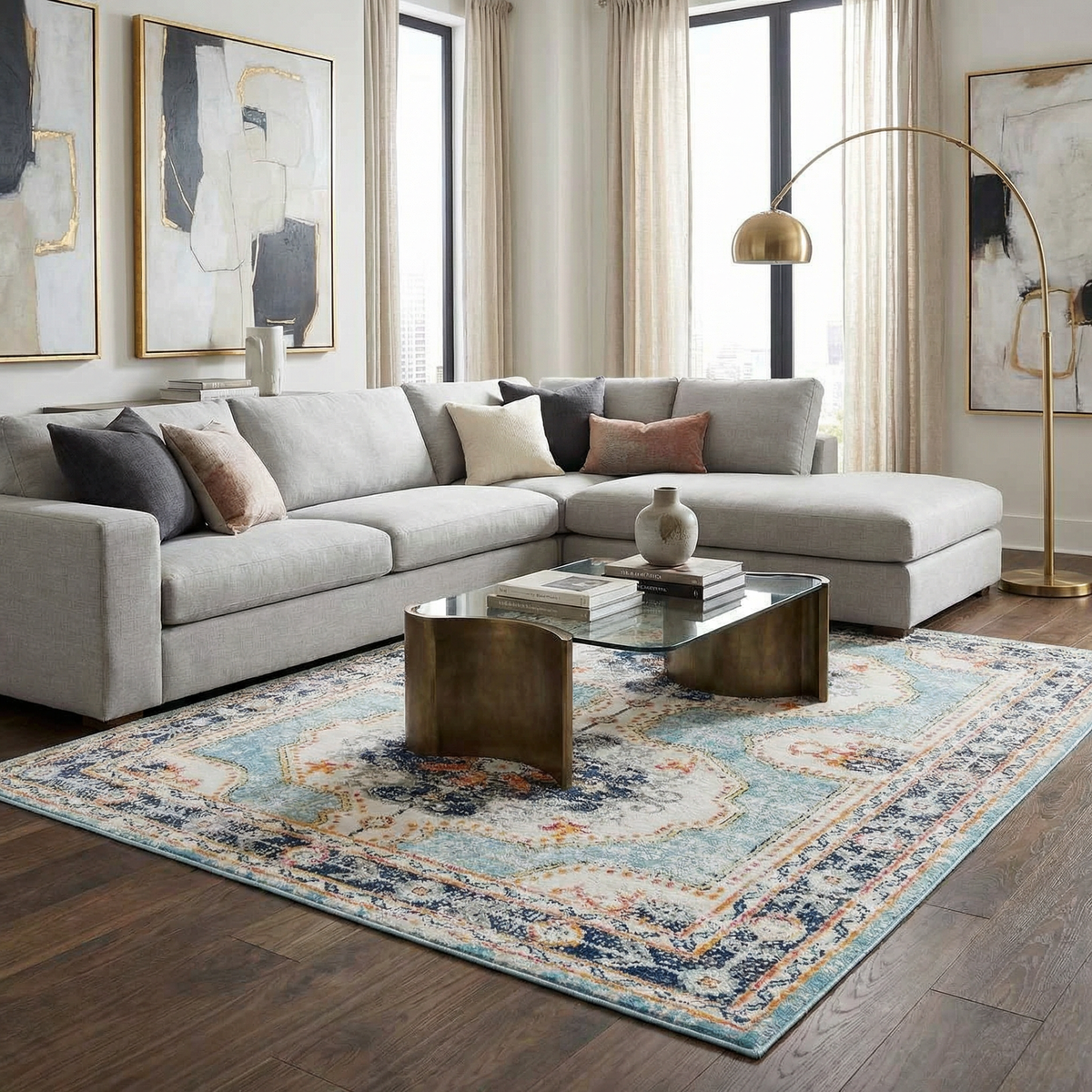 Tigried Turquoise 2308 Area Rug - Clearance