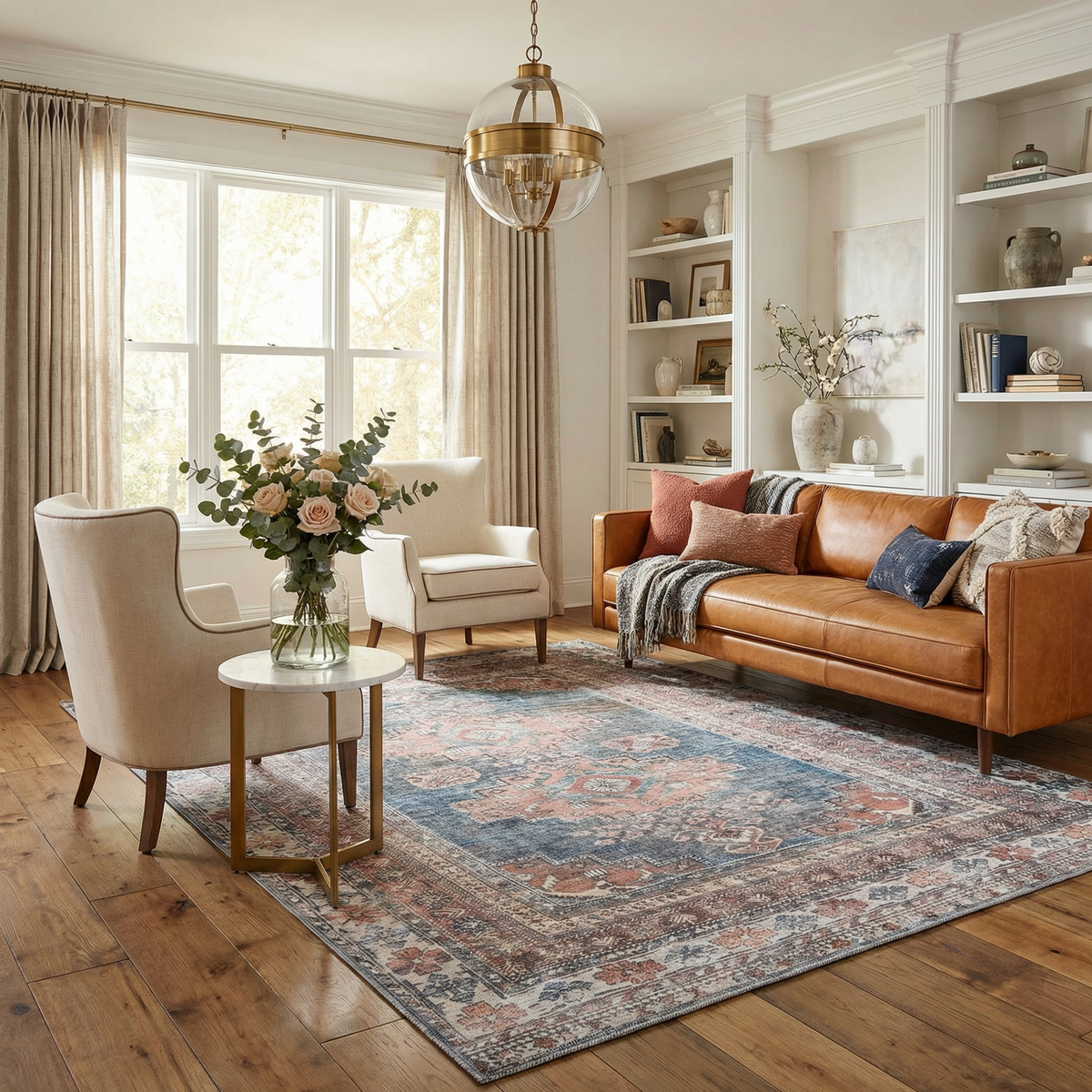 Baltinglass Rust & Blue Washable Area Rug