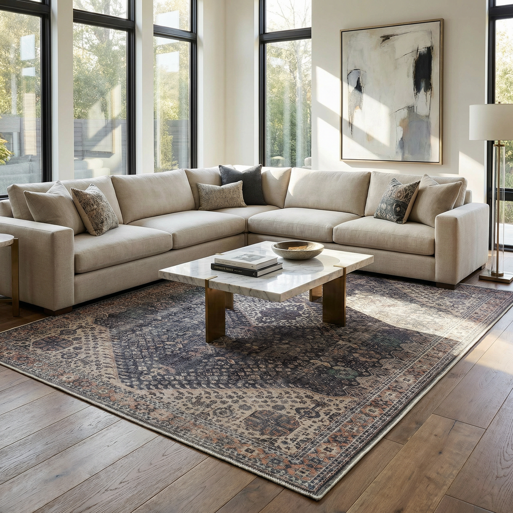 Kittrell Vintage Flat Pile Washable Rug - Clearance
