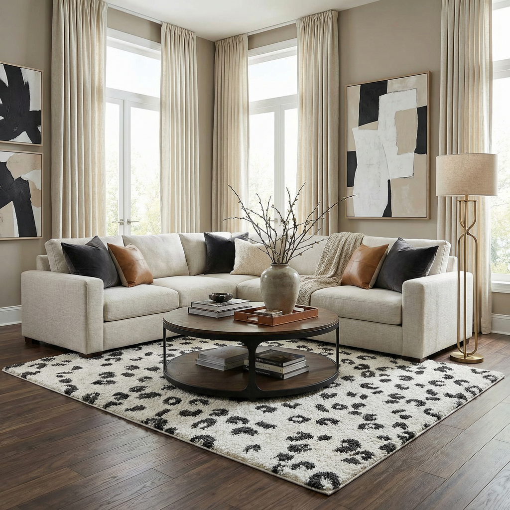 Zhen Black Spots Leopard Rug - Clearance