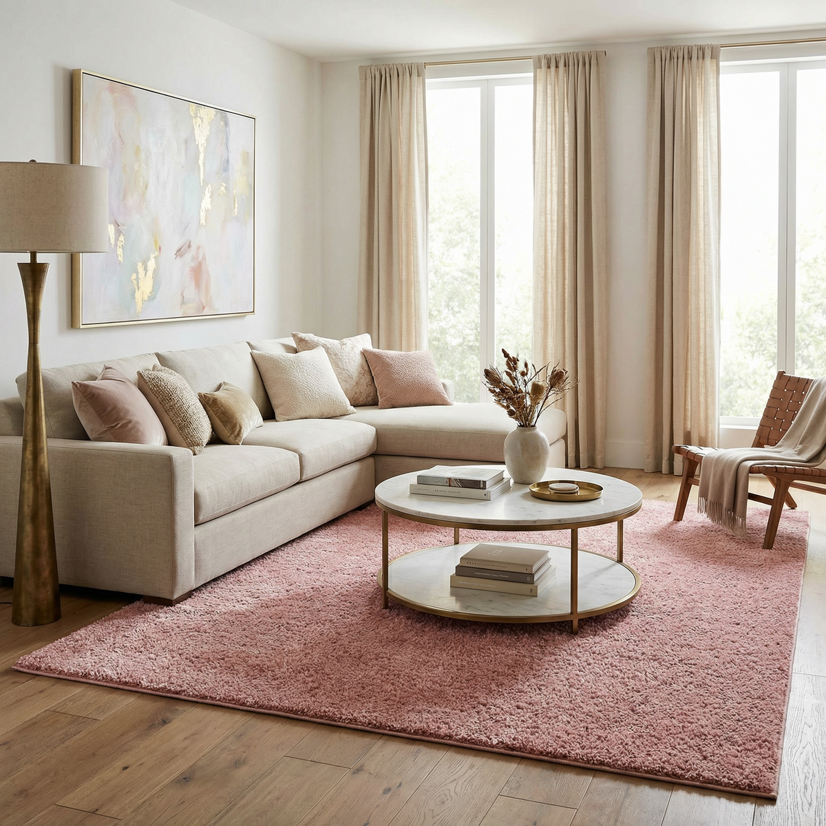 Judy Pink Plush Washable Area Rug