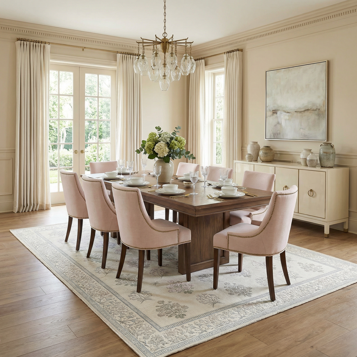 Aquene Ivory Washable Area Rug