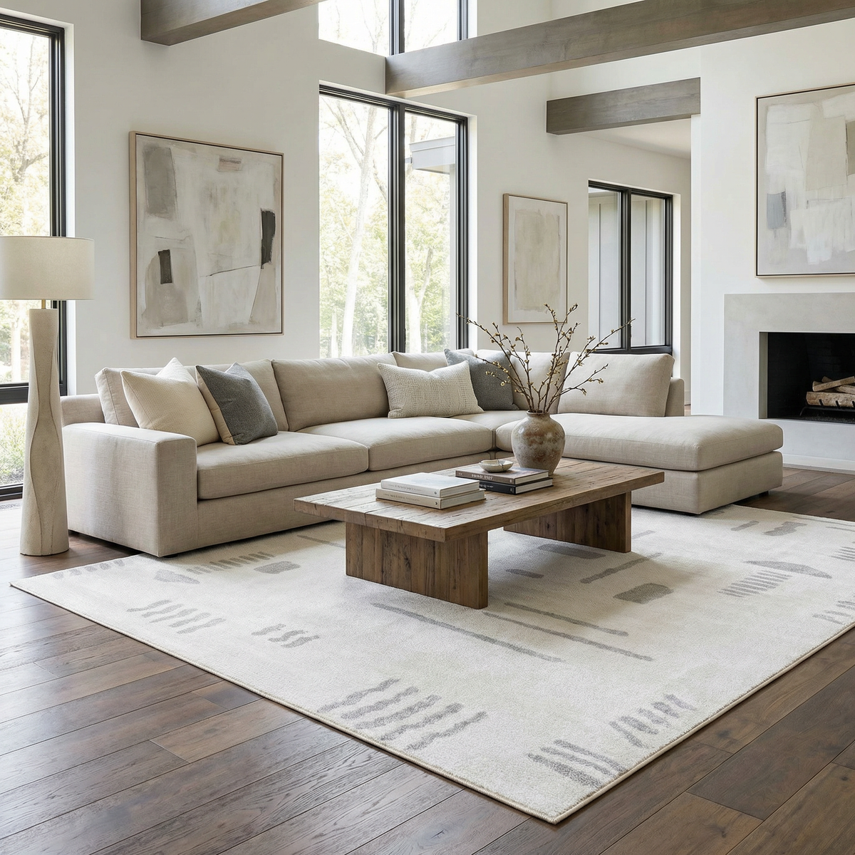 Eitan Modern Washable Off-White Rug - Clearance