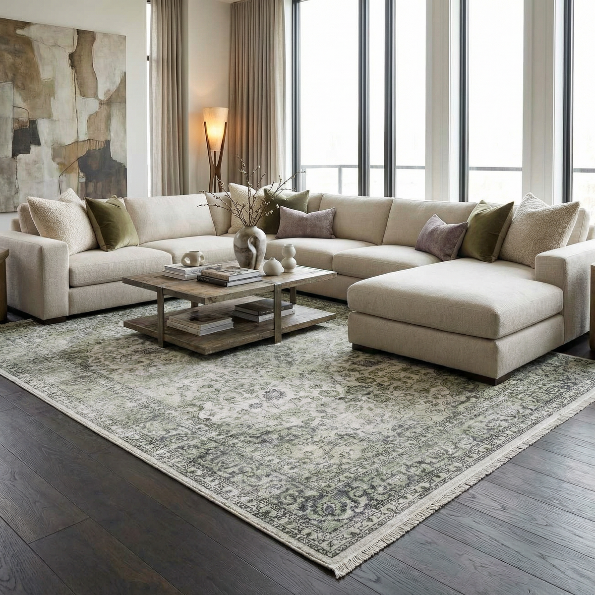 Green Holi-4604 Washable Area Rug