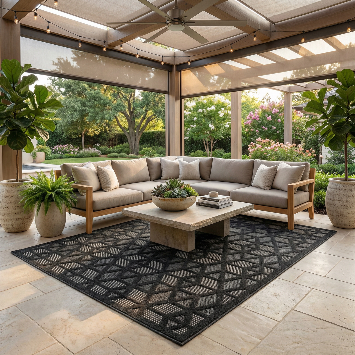 Nuri Black Outdoor Rug - Clearance