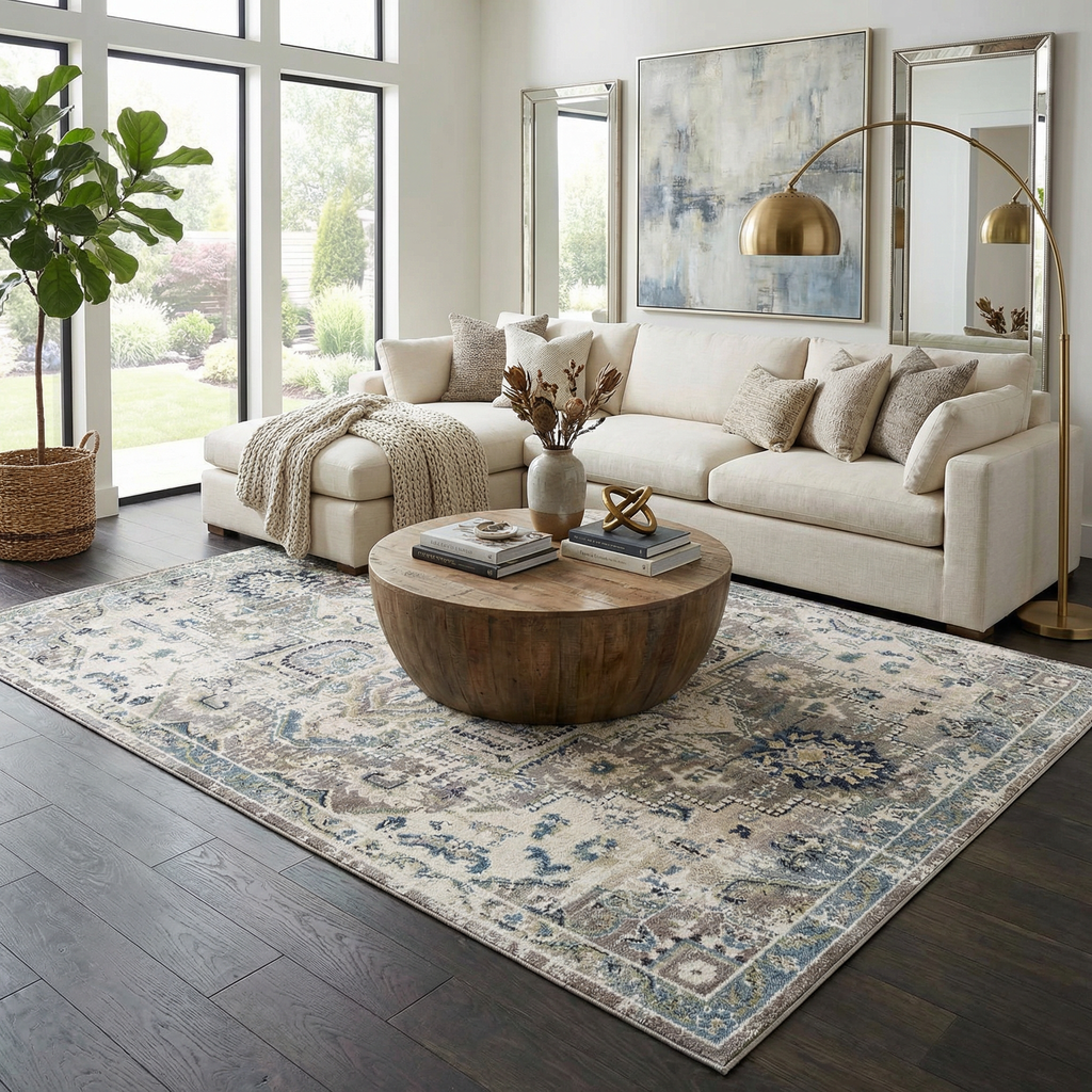 Cabacungan Gray & Blue Washable Area Rug