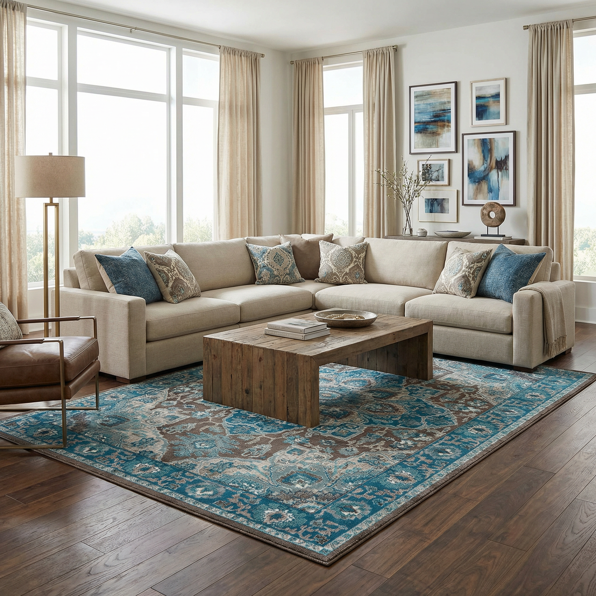 Mardin Turquoise Area Rug - Clearance