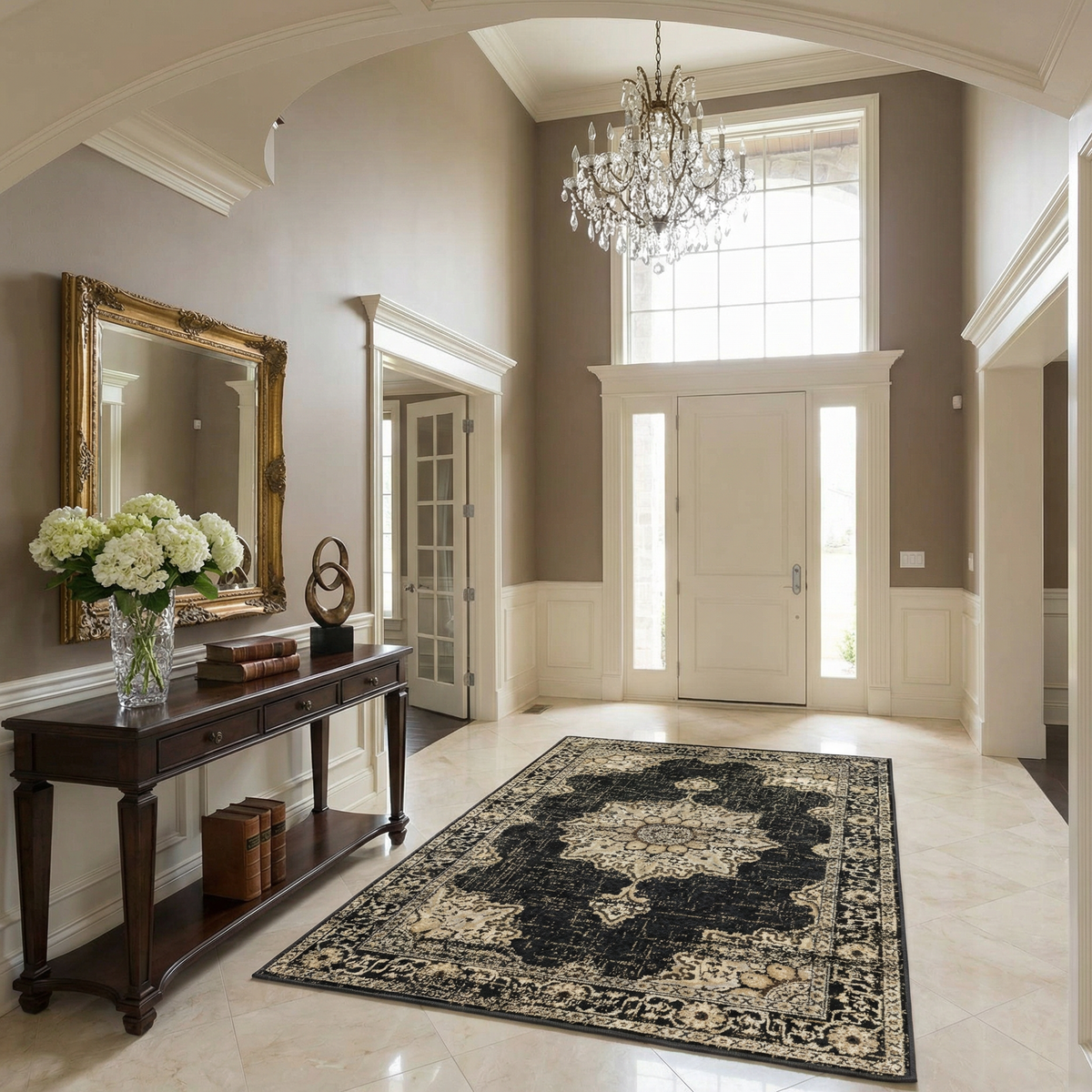 Lostwithiel Black Medallion Rug