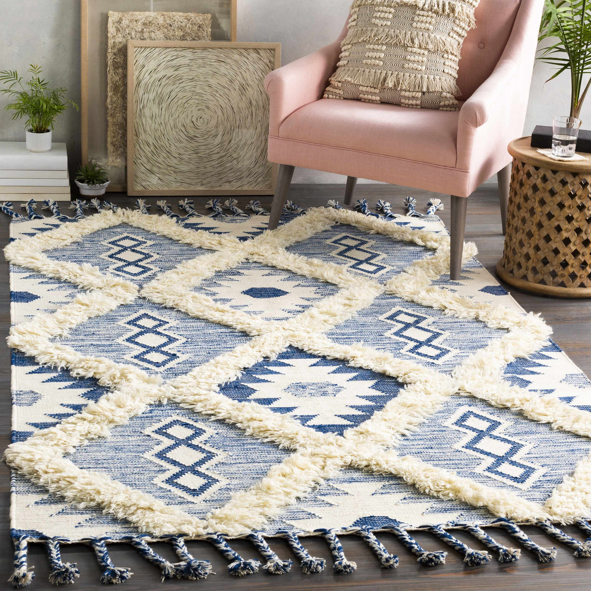 Painesdale Blue/White Wool Carpet - Clearance