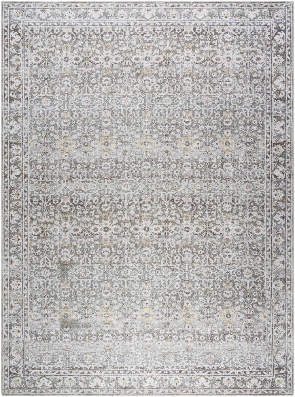 Our PNW Home Rainier Damask Brown Washable Rug