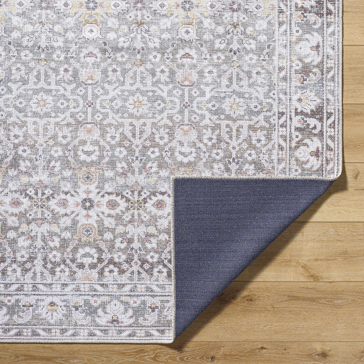 Our PNW Home Rainier Damask Brown Washable Rug