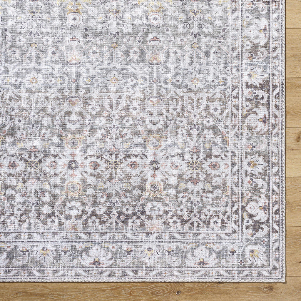 Our PNW Home Rainier Damask Brown Washable Rug