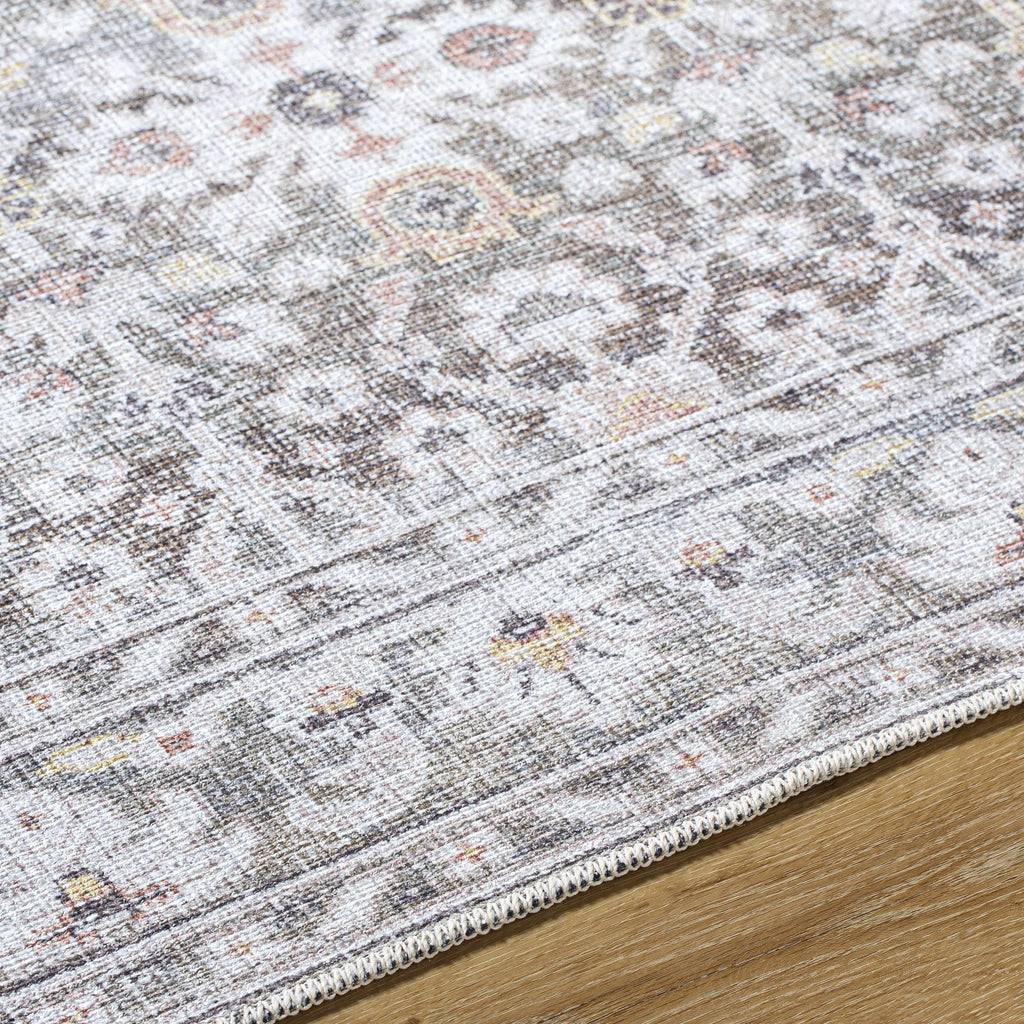 Our PNW Home Rainier Damask Brown Washable Rug