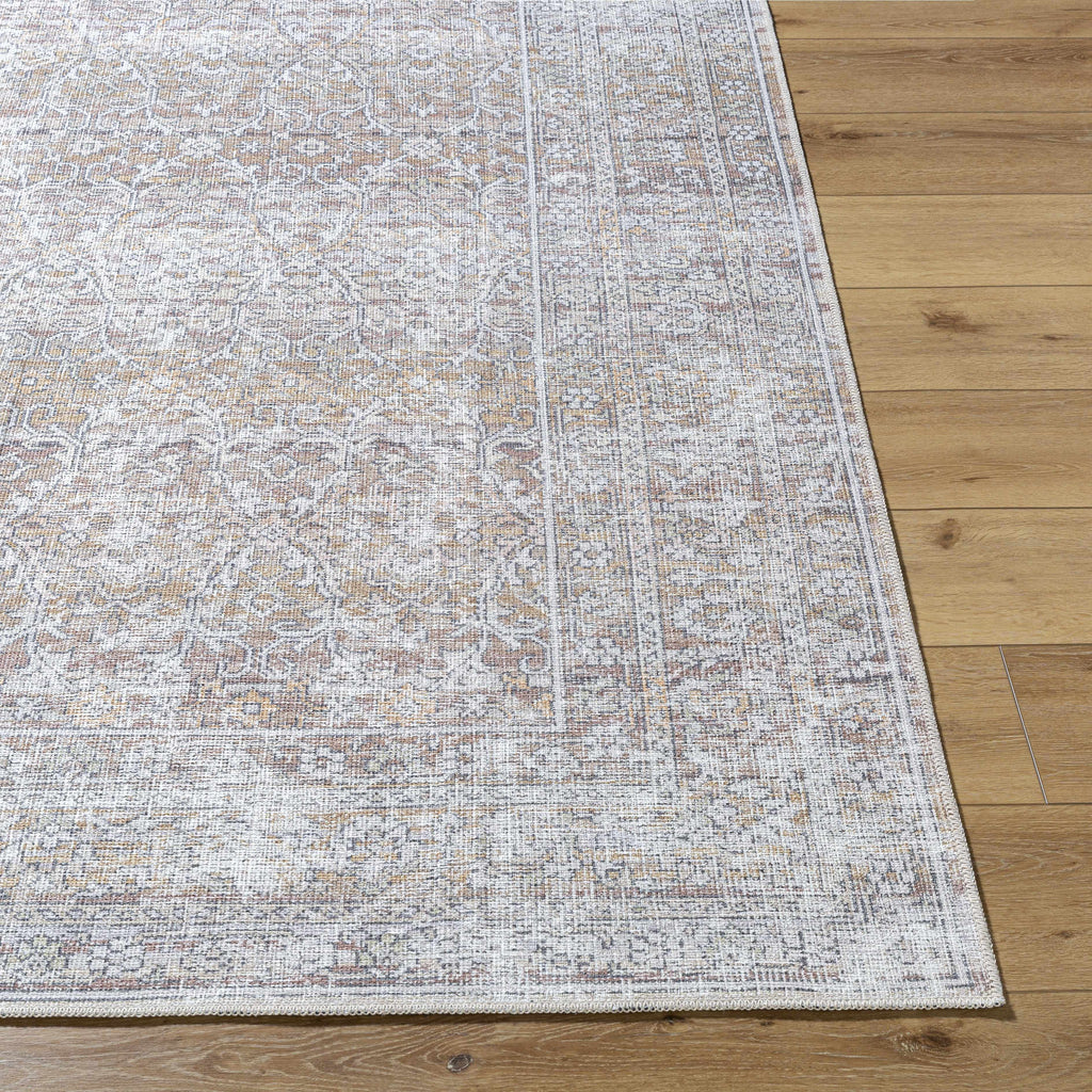Our PNW Home Rainier Damask Dark Brown Washable Rug
