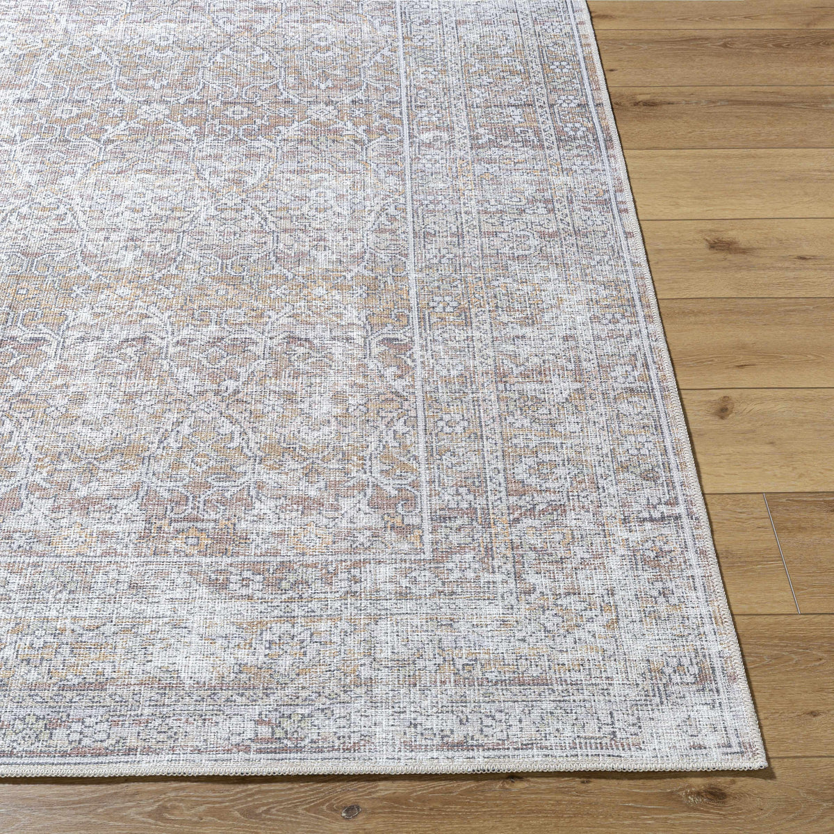 Our PNW Home Rainier Damask Dark Brown Washable Rug