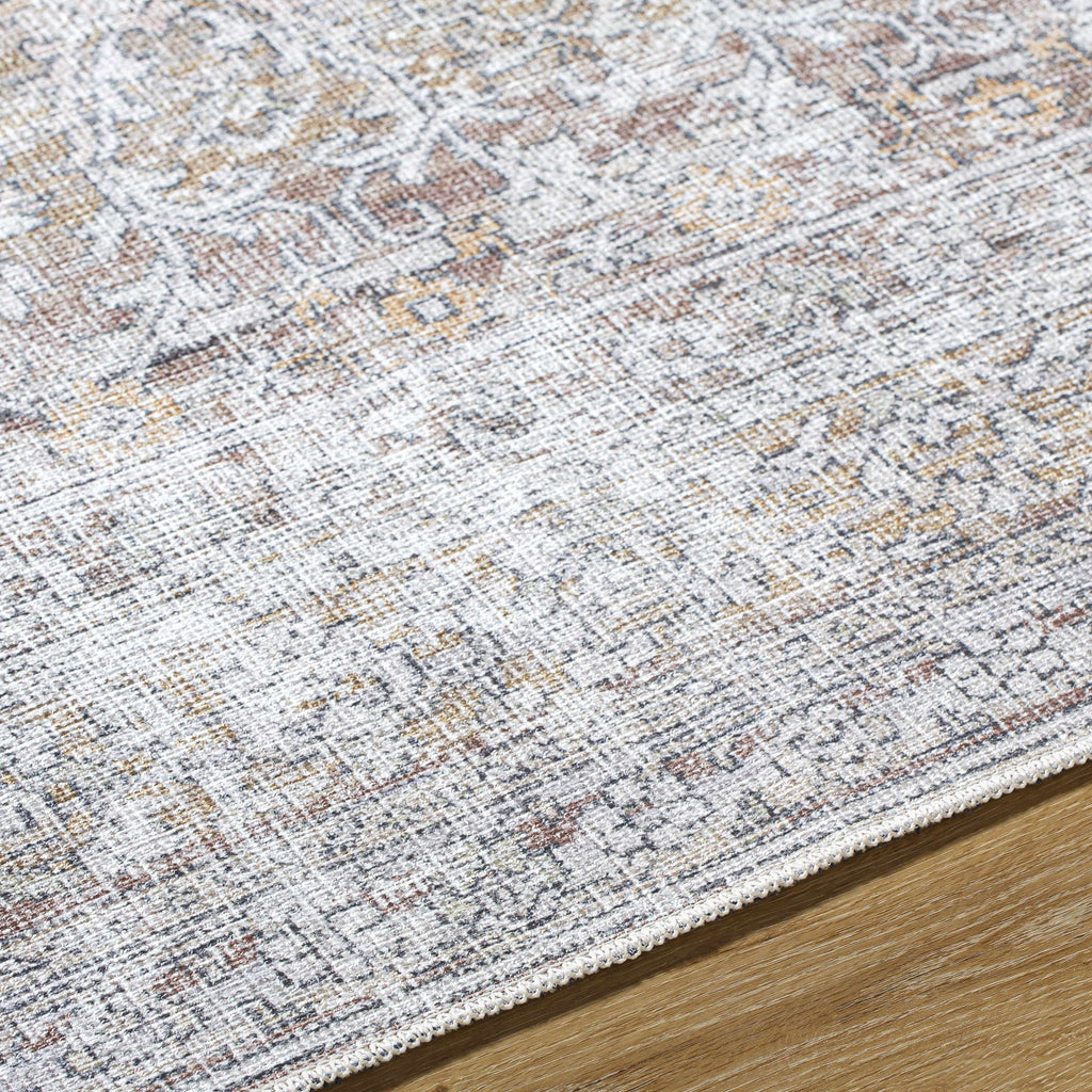 Our PNW Home Rainier Damask Dark Brown Washable Rug
