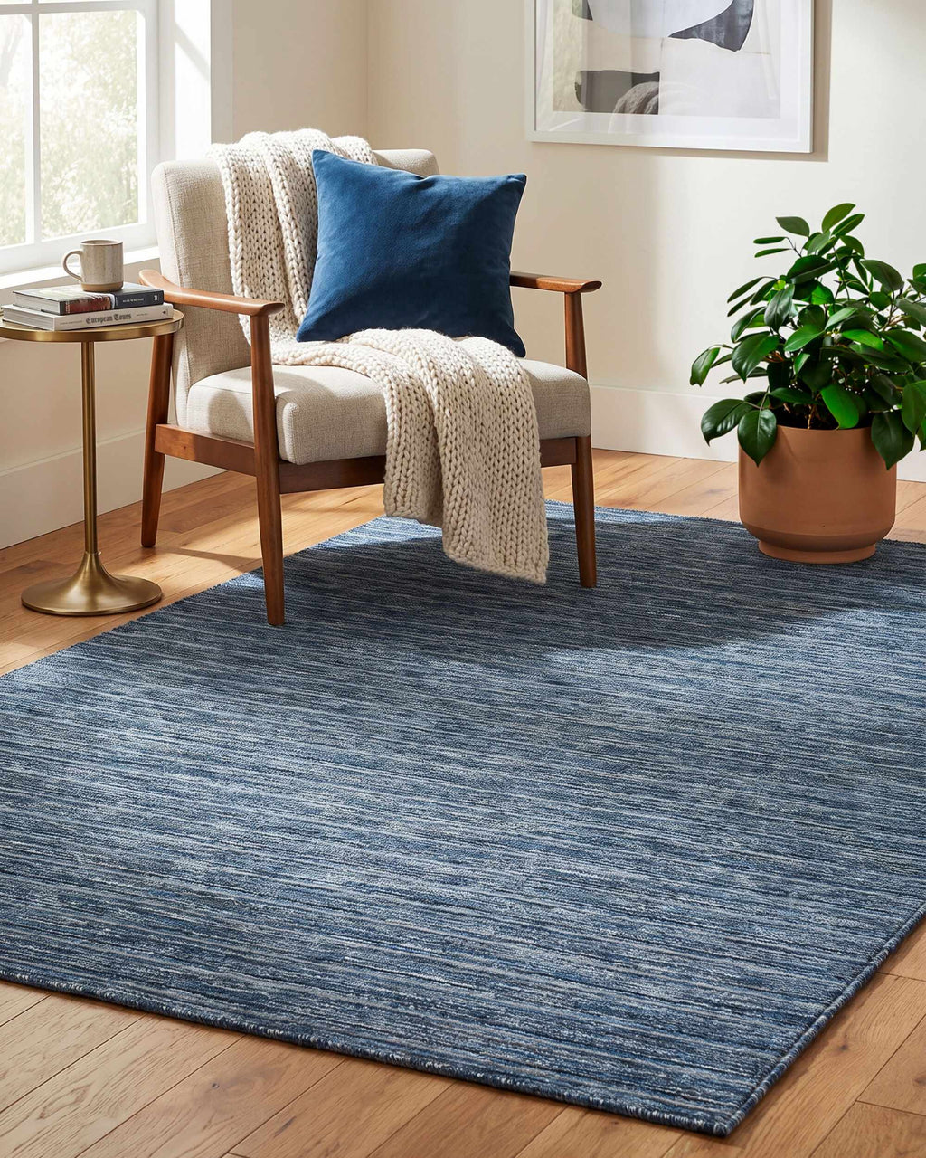 Tiboni  Blue Traditional Washable Area Rug