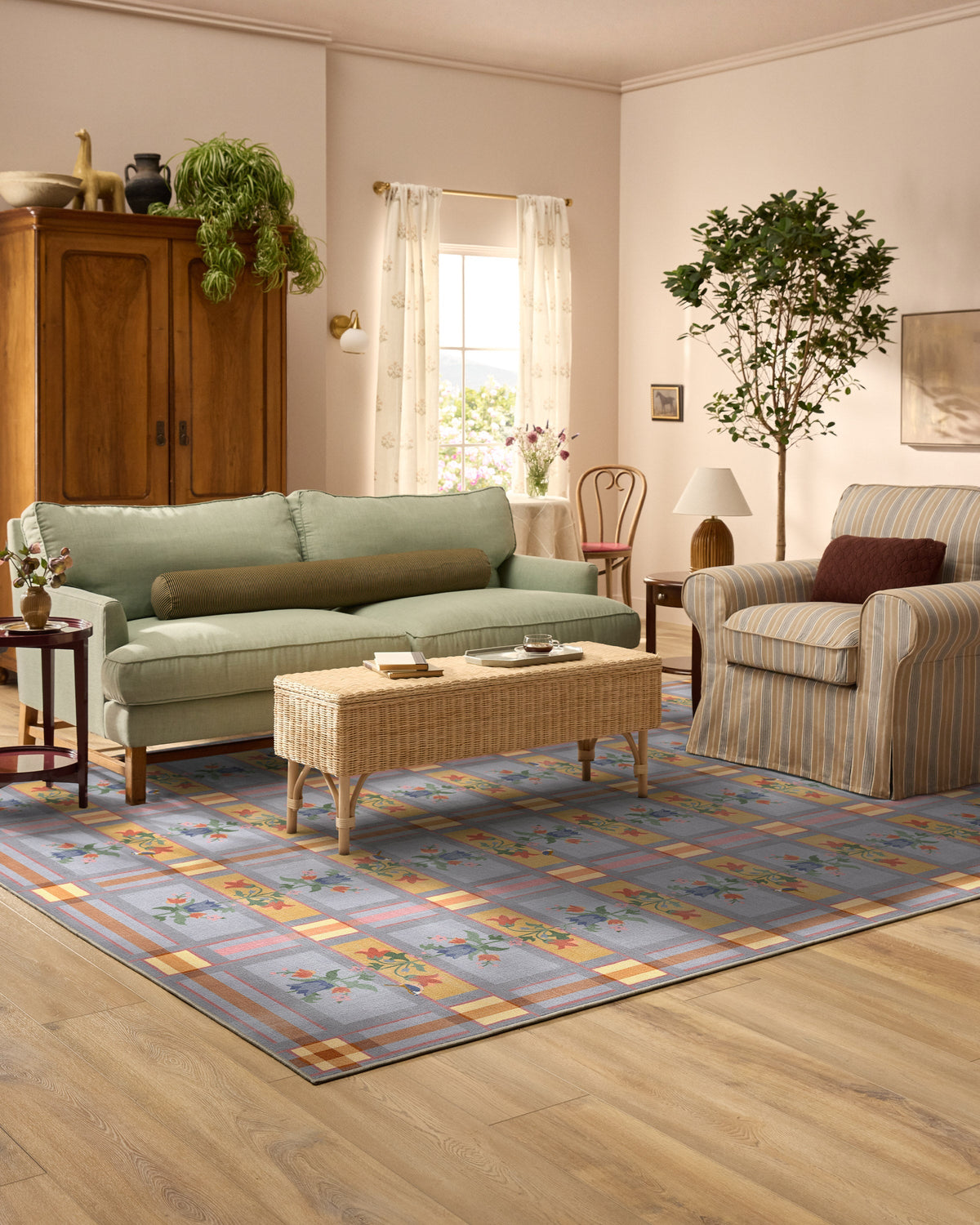 Quinnlyn Slate Blue Multicolor Flatwoven Rug