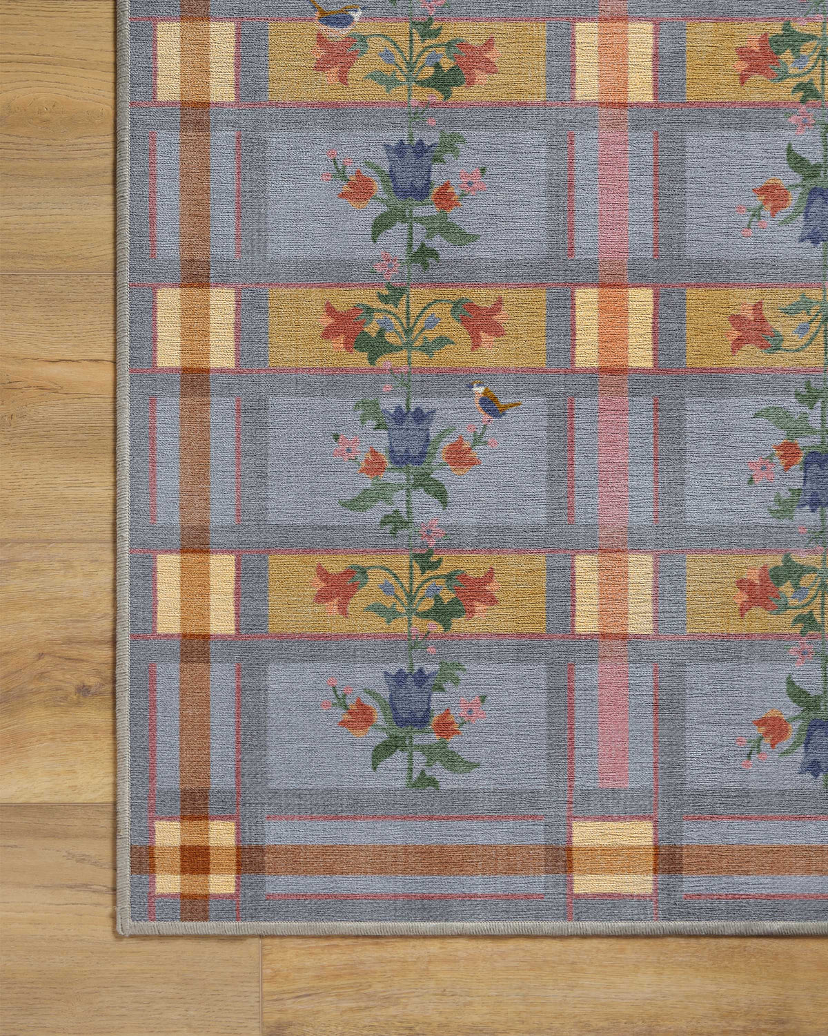Quinnlyn Slate Blue Multicolor Flatwoven Rug