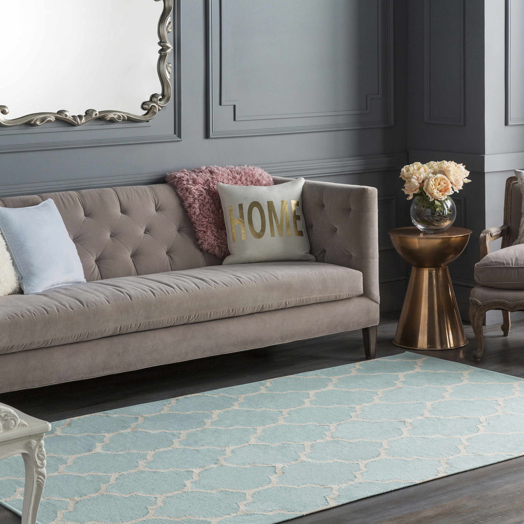 Ragan Ice Blue Trellis Cotton Rug - Clearance