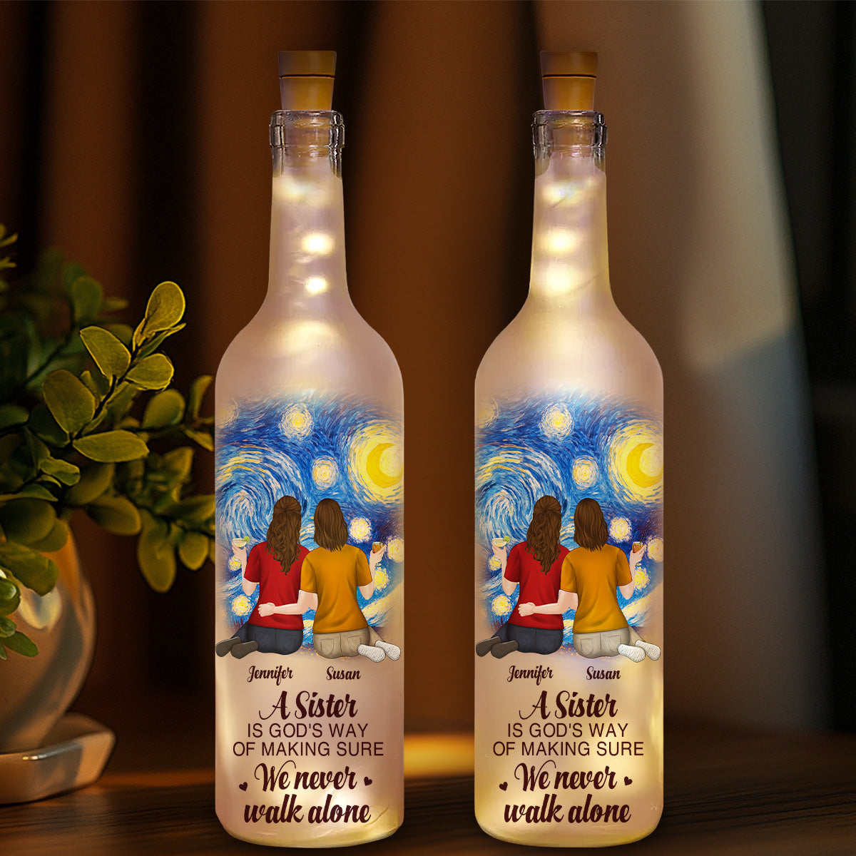 A Sister Is God Way - Personalized Bottle Lamp