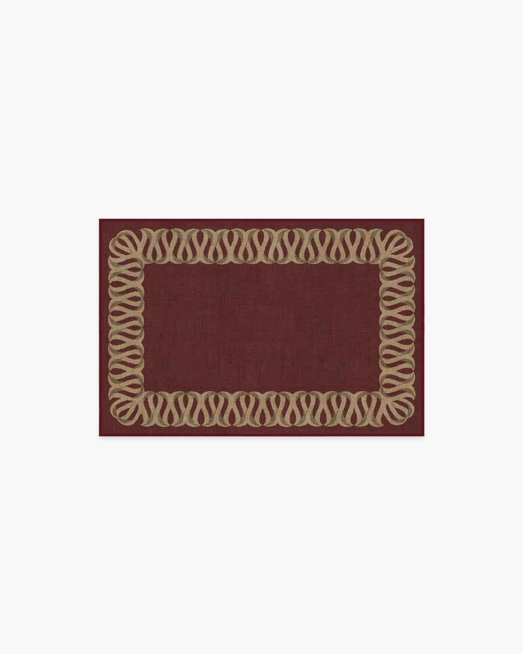 Ribbon Border Red & Natural Rug