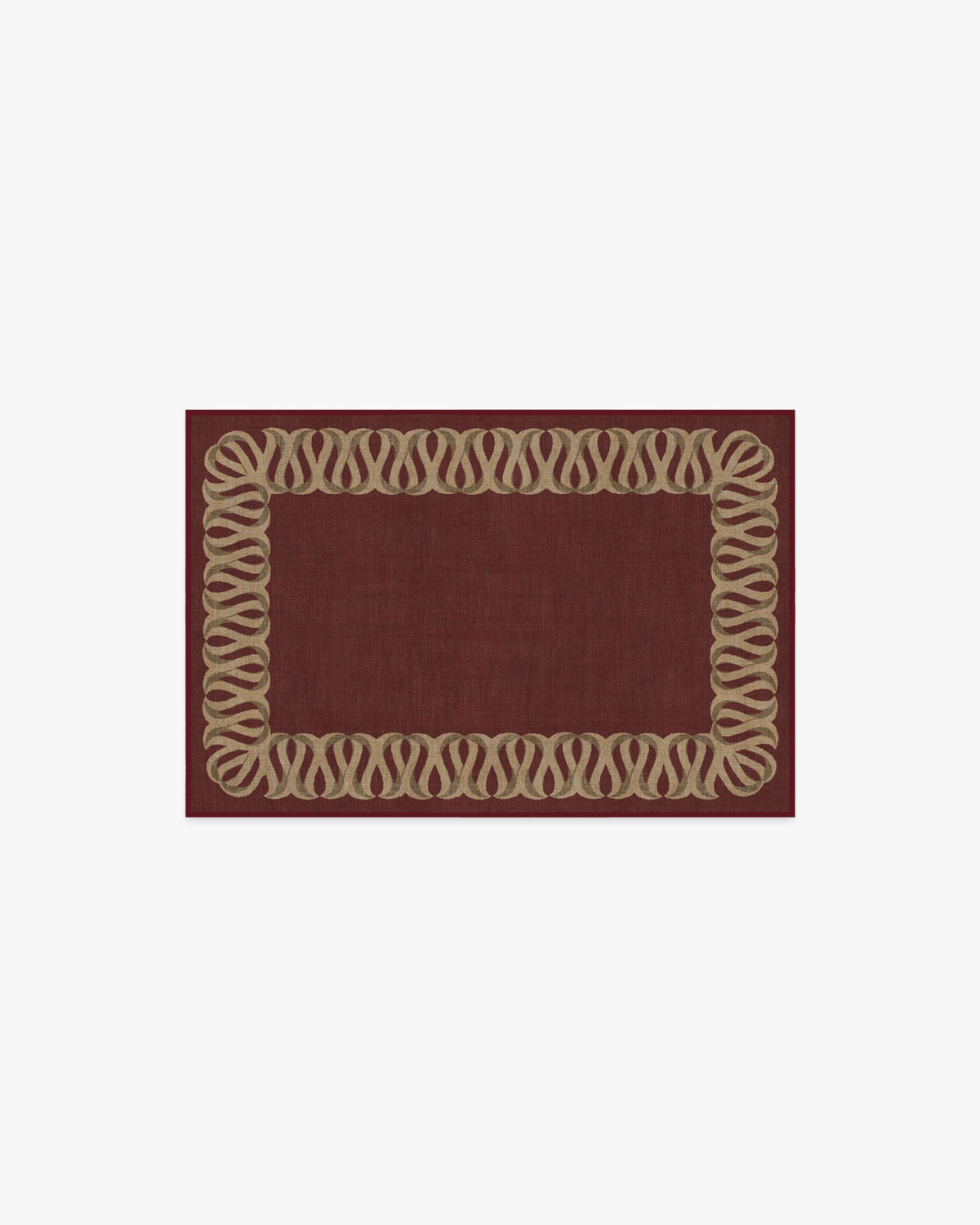 Ribbon Border Red & Natural Rug