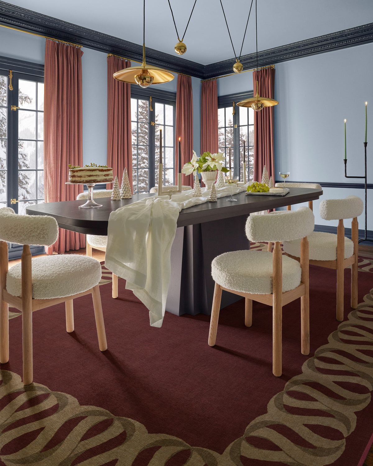 Ribbon Border Red & Natural Rug