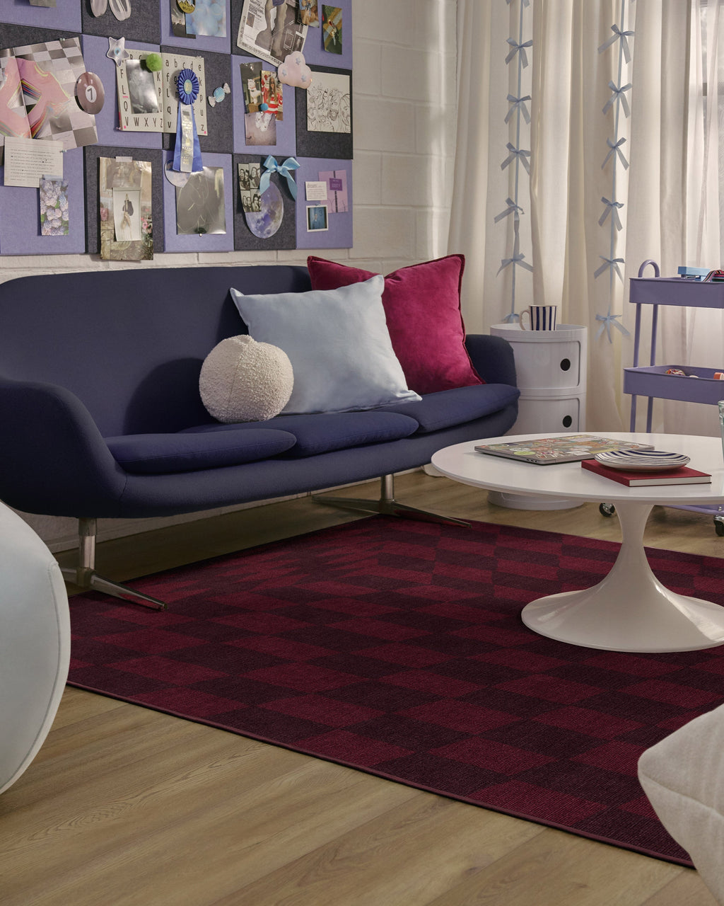 Ricardo Checkerboard Burgundy Flatwoven Rug by Humberto Leon