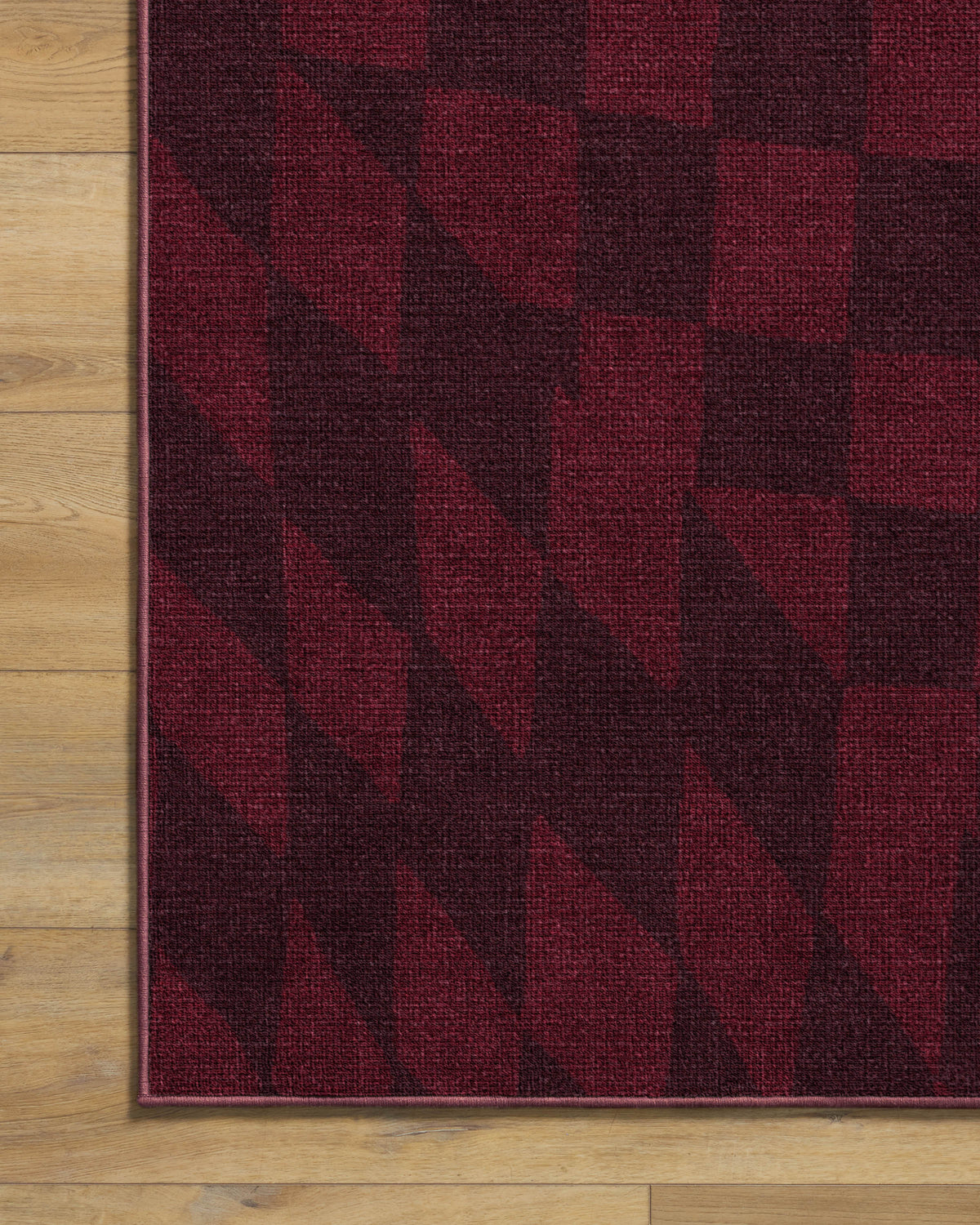 Ricardo Checkerboard Burgundy Rug by Humberto Leon