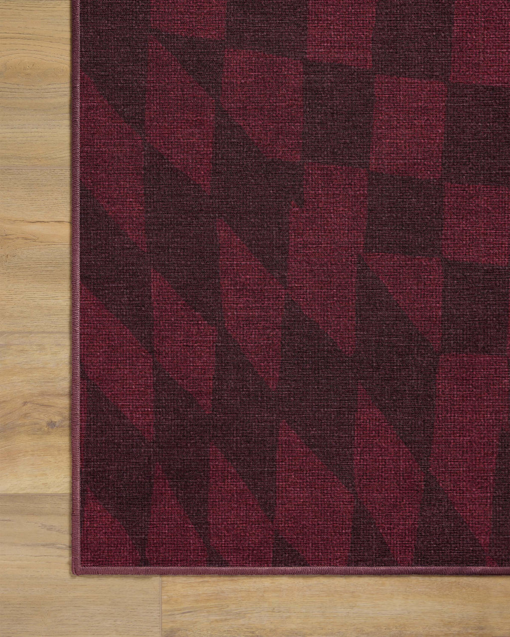 Ricardo Checkerboard Burgundy Flatwoven Rug by Humberto Leon