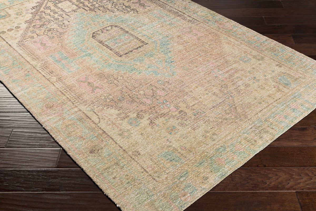 Rickinghall Peach&Sage Medallion Beige Rug - Clearance
