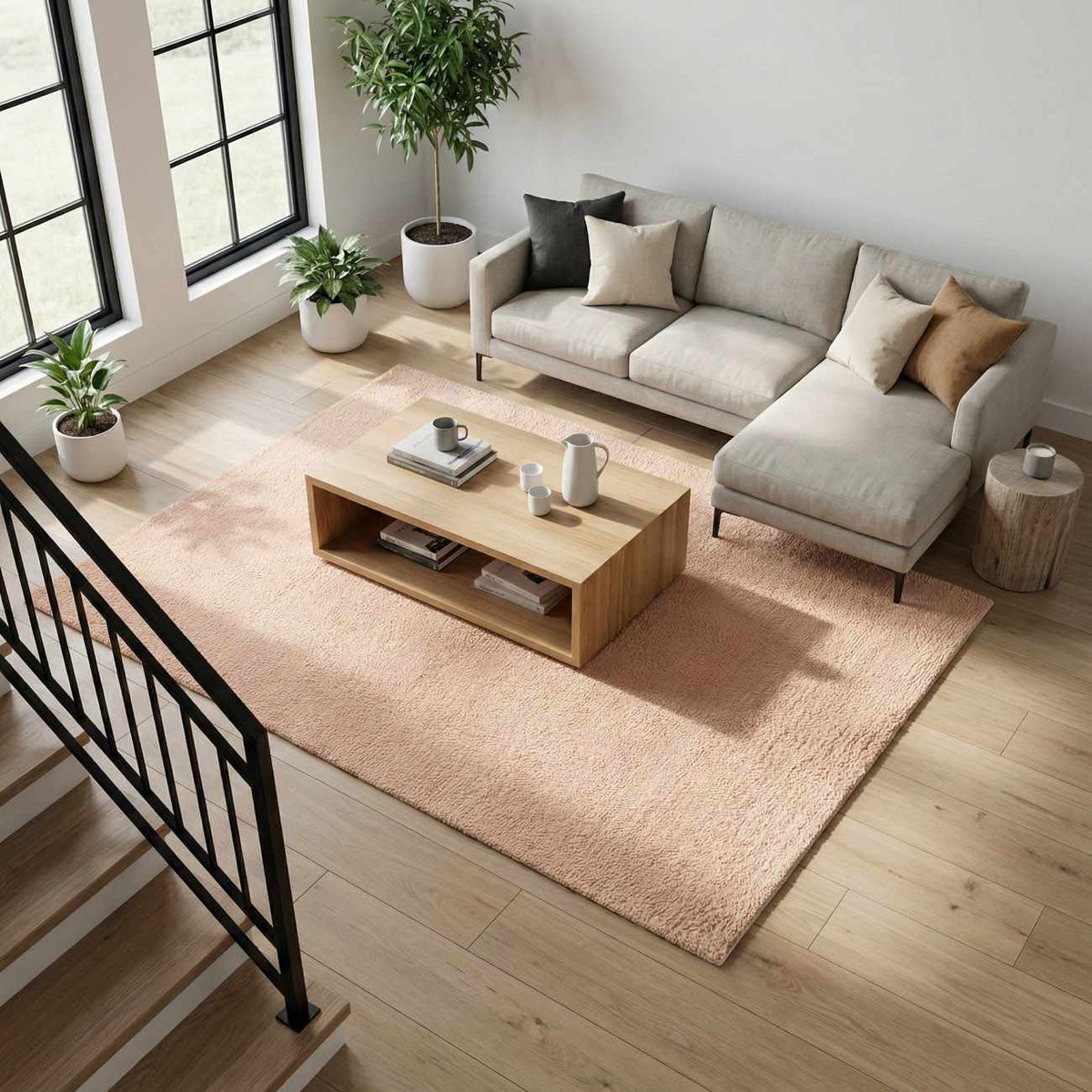 Kanuha Blush Wool Washable Area Rug