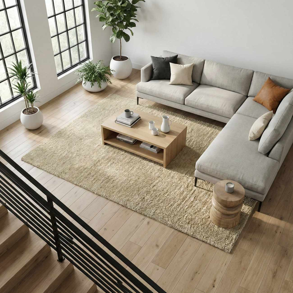 Kanuha Beige Wool Washable Area Rug
