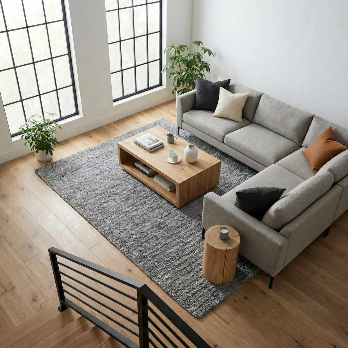 Kanuha Gray Wool Washable Area Rug