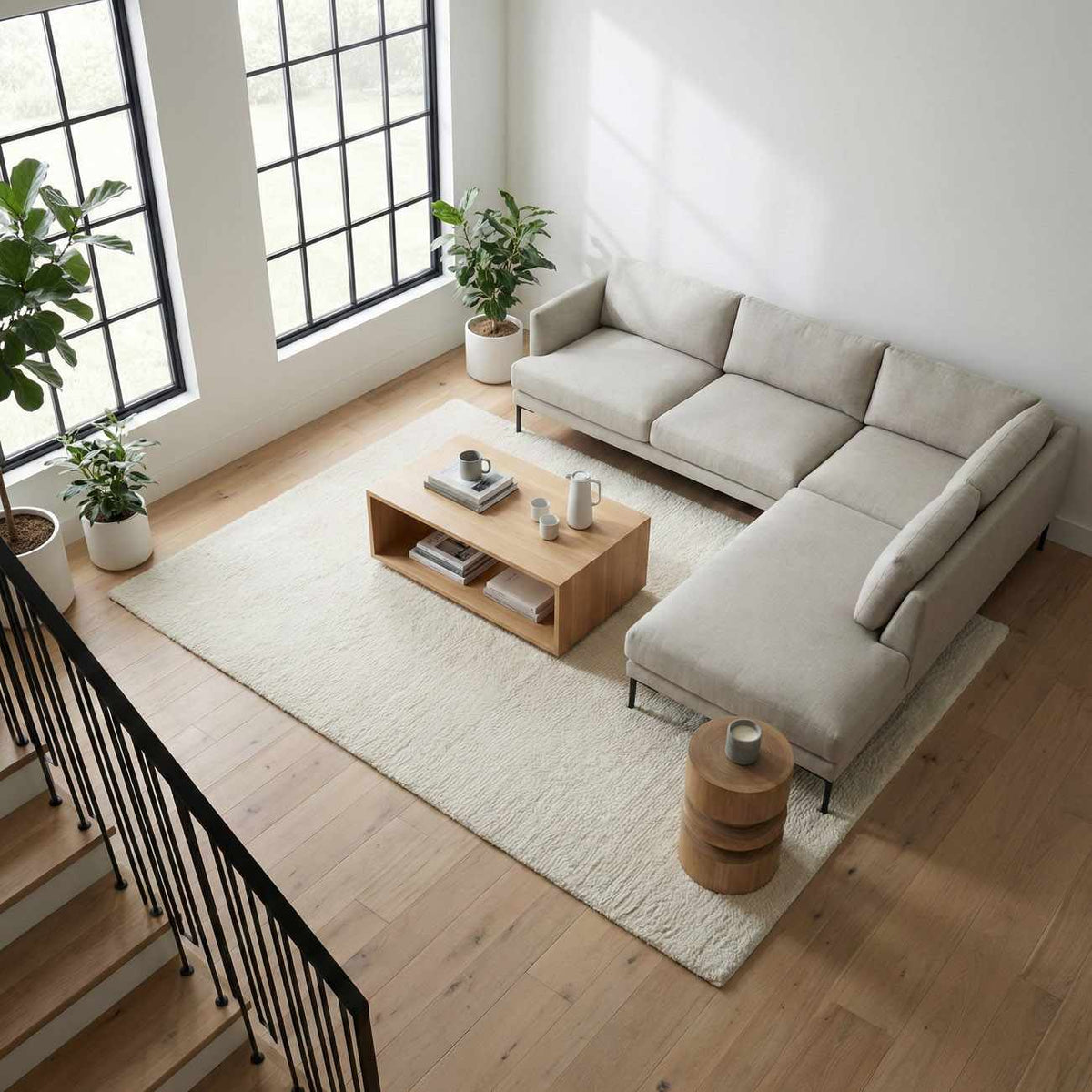 Kanuha Ivory Wool Washable Area Rug
