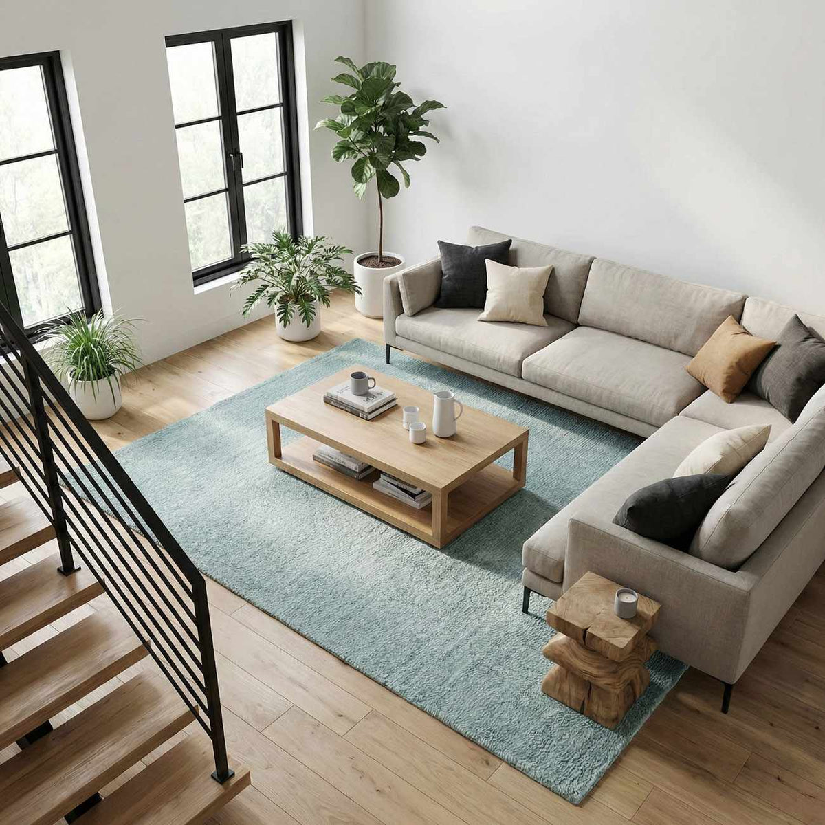 Kanuha Sage Wool Washable Area Rug