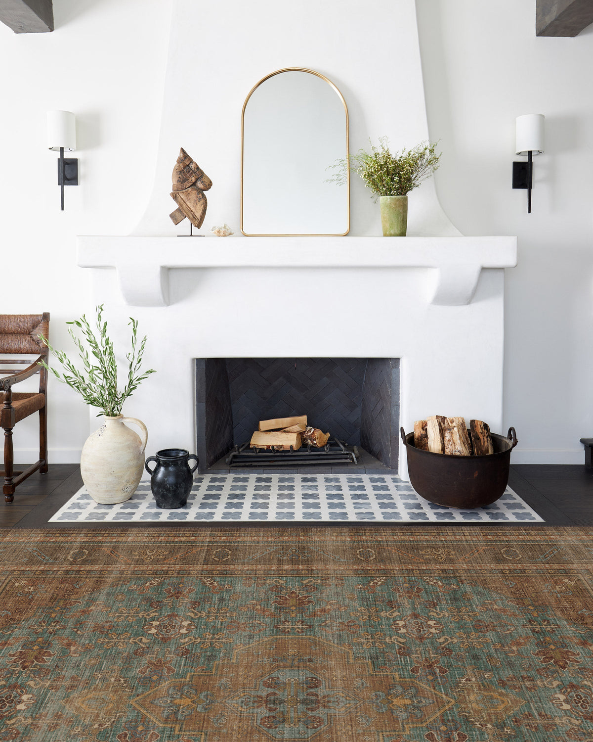 Rowan Teal Blue & Copper Rug