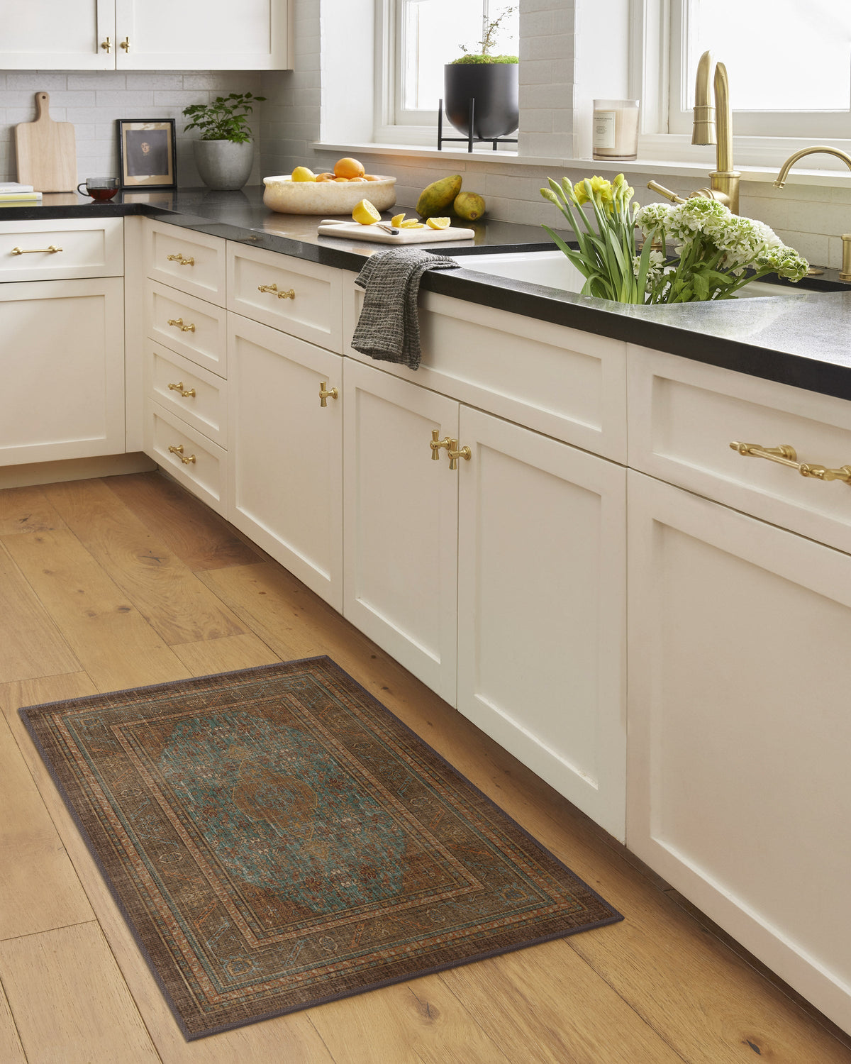 Rowan Teal Blue & Copper Flatwoven Rug