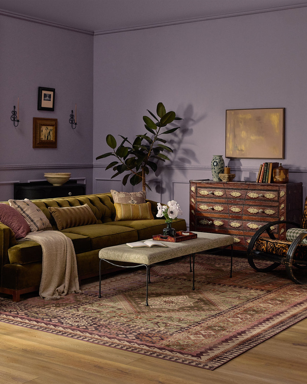 Rumi Mauve & Olive Flatwoven Rug