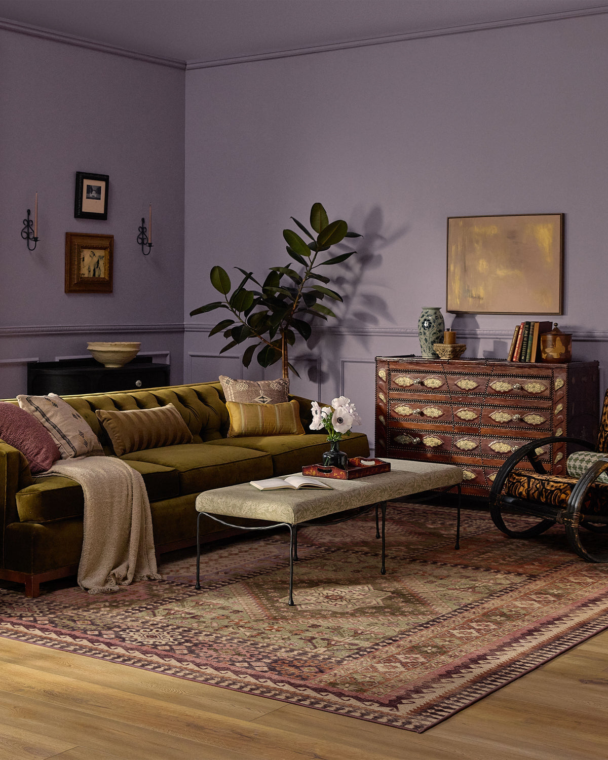 Rumi Mauve & Olive Flatwoven Rug