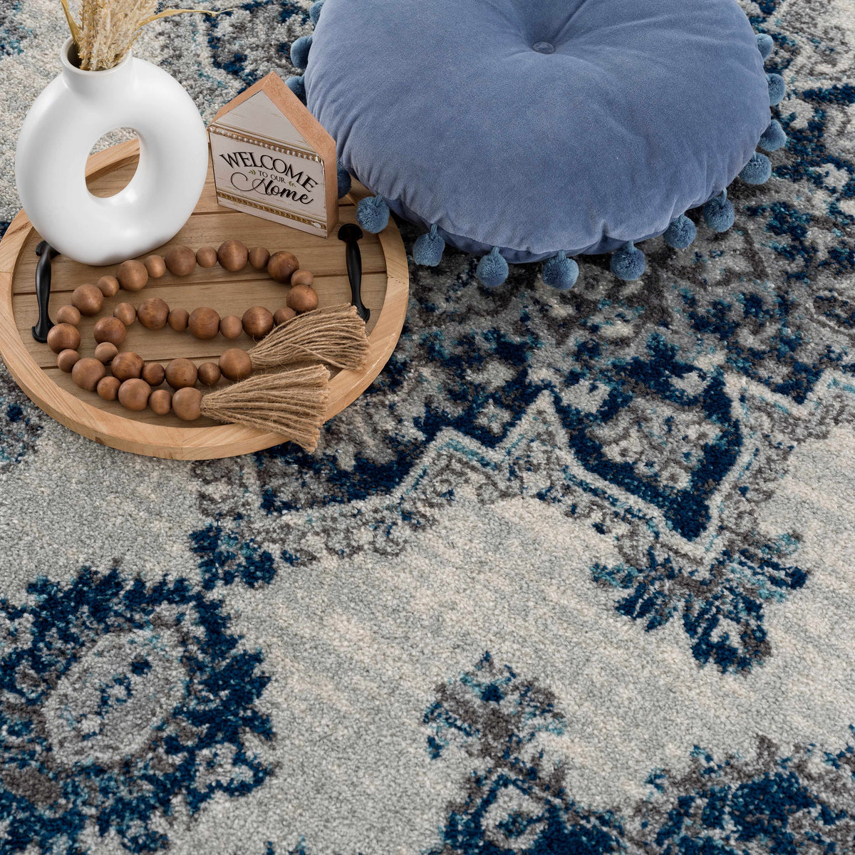 Istanbul Medallion Blue Area Rug - Clearance