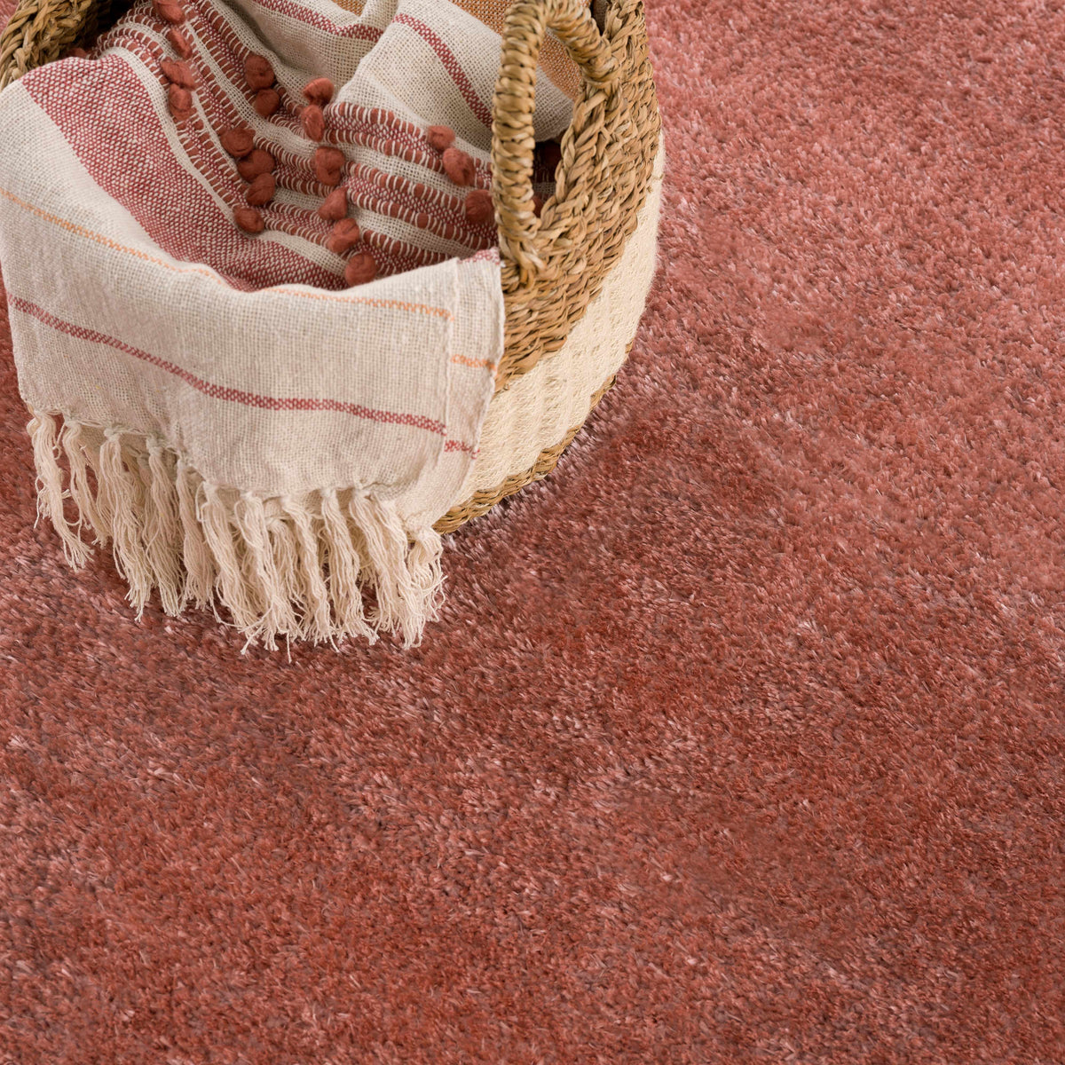 Rosava Dusty Pink Subtle Wavy Abstract Modern Minimalist Polyester Machine Woven Area Rug - Clearance