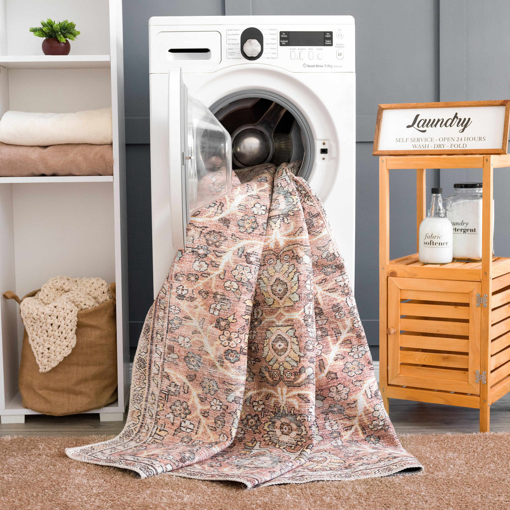 Flat Pile Urpi Red Washable Rug - Clearance