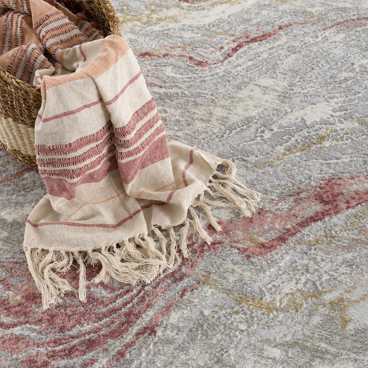 Lively Marble Pink Area Rug - Clearance