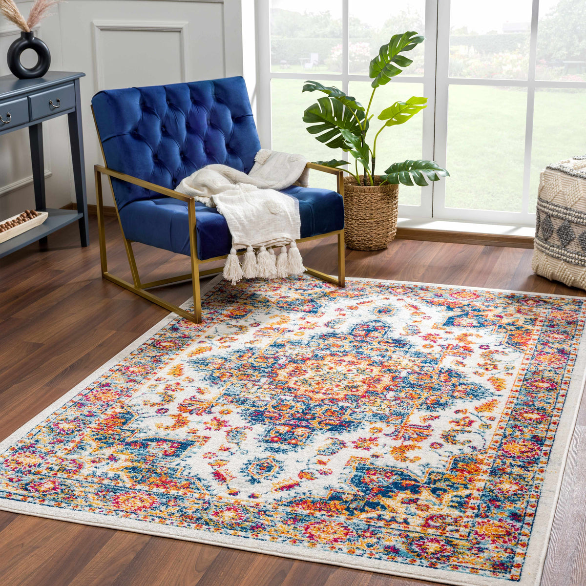 Istanbullu Blue & Orange Area Rug - Clearance