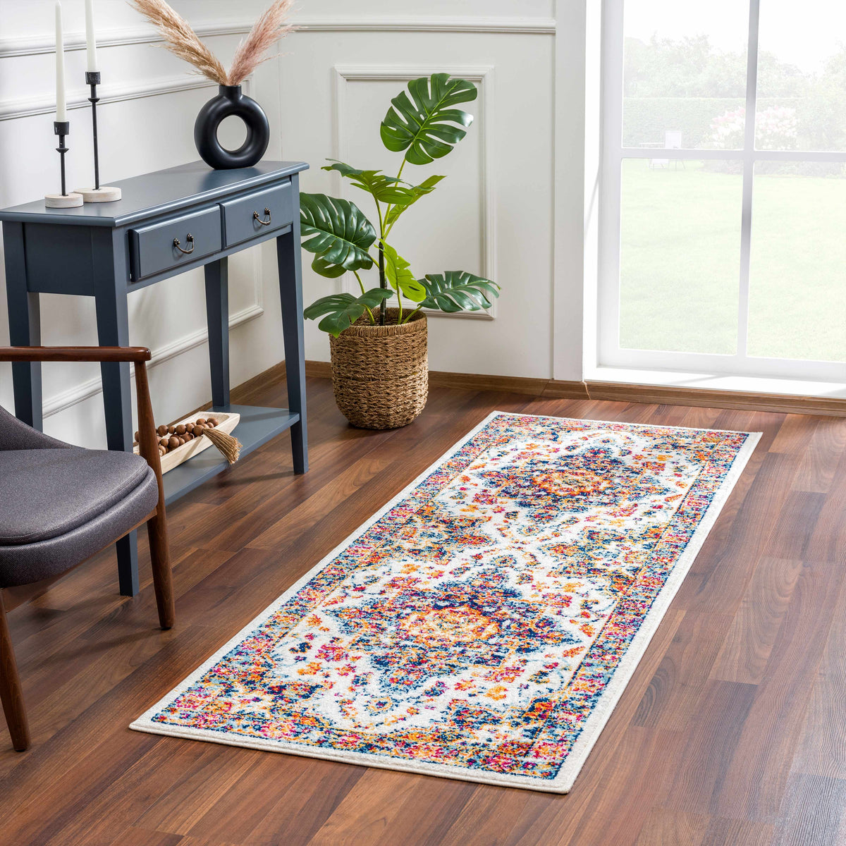 Istanbullu Blue & Orange Area Rug - Clearance
