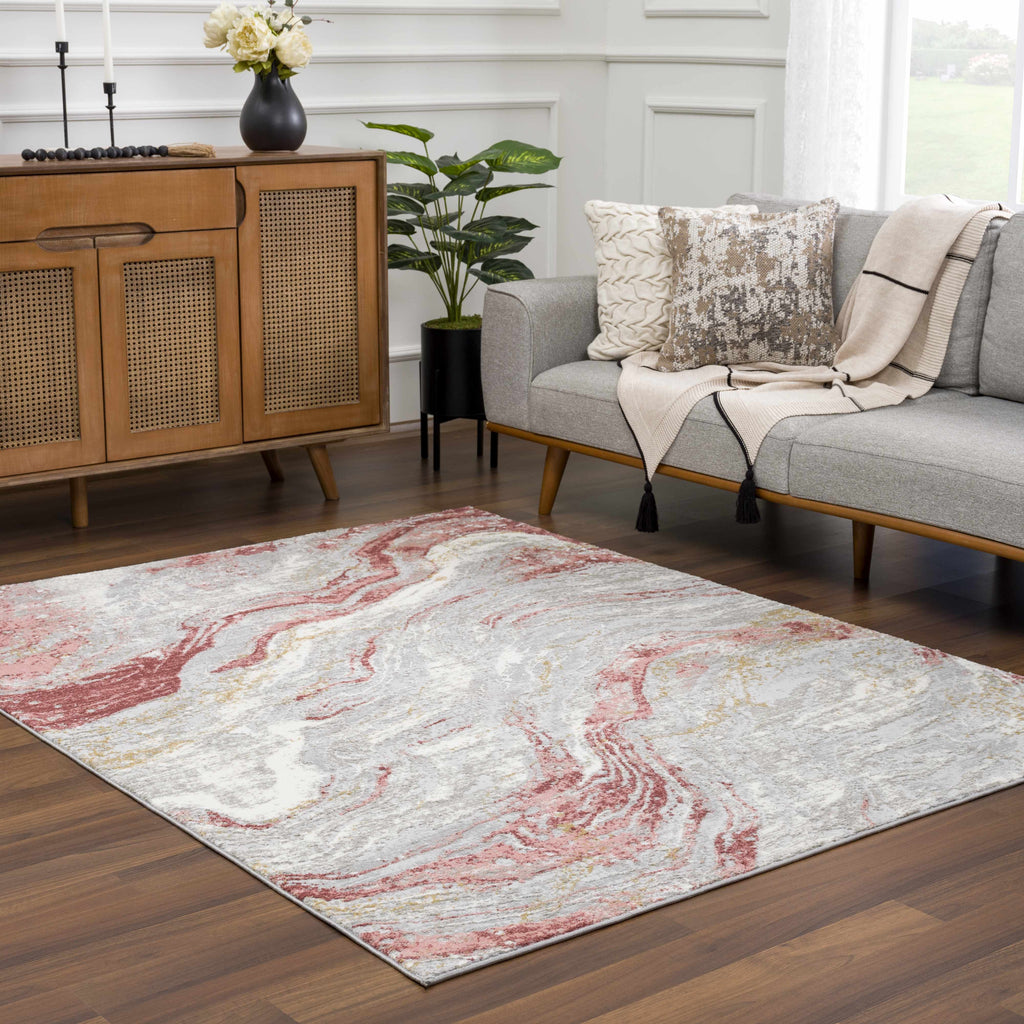 Lively Marble Pink Area Rug - Clearance